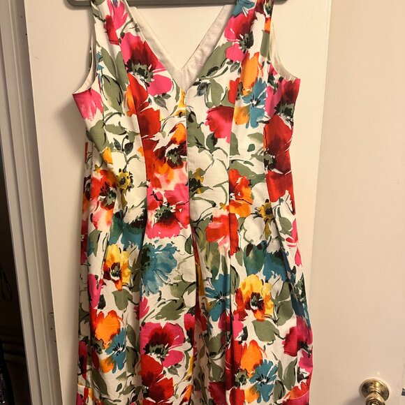 Lauren by Ralph Lauren Sleeveless Fit and Flare Dress colorful floral print 16W - Picture 5 of 6